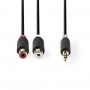 Câble Audio Stéréo | 3,5 mm Mâle - 2x RCA Femelles | 0,2 m | Anthracite