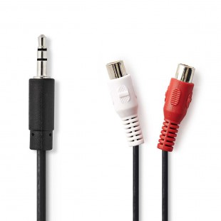 Câble Audio Stéréo | 3,5 mm Mâle - 2x RCA Femelles | 0,2 m | Noir