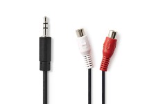 Câble Audio Stéréo | 3,5 mm Mâle - 2x RCA Femelles | 0,2 m | Noir