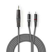 Câble Audio Stéréo | 3,5 mm Mâle - 2x RCA Mâles | 1,5 m | Gris