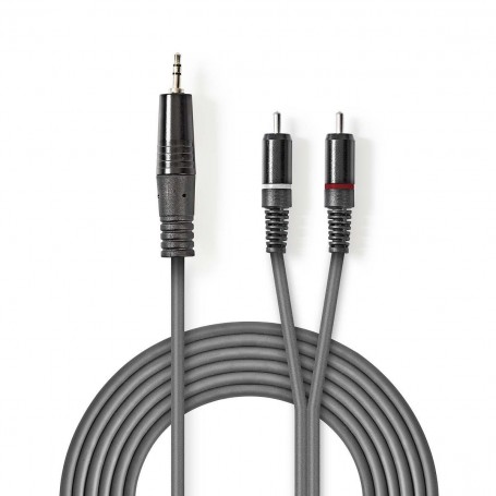 Câble Audio Stéréo | 3,5 mm Mâle - 2x RCA Mâles | 1,5 m | Gris