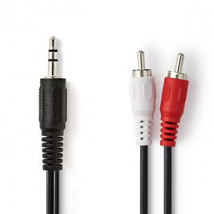 Lot de 50 : Câble Audio Stéréo | 3,5 mm Mâle - 2x RCA Mâles | 1,5 m | Noir