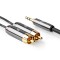 Câble Audio Stéréo | 3,5 mm Mâle vers 2x RCA Mâles | Gris Métal | Câble Tressé