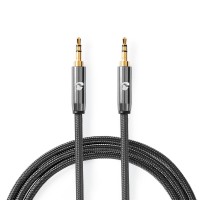 Câble Audio Stéréo | 3,5 mm Mâle vers 3,5 mm Mâle | Gris Métal | Câble Tressé