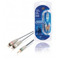 Câble audio stéréo 3,5 mm mâle - 2x RCA Mâles 2.00 m Bleu