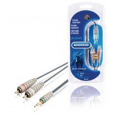 Câble audio stéréo 3,5 mm mâle - 2x RCA Mâles 2.00 m Bleu