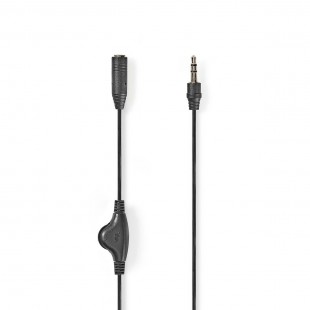 Câble Audio Stéréo avec Contrôle du Volume | 3,5 mm Mâle - 3,5 mm Femelle | 1,0 m | Noir