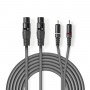 Câble Audio XLR | 2x XLR Femelles à 3 Broches - 2x RCA Mâles | 1,5 m | Gris