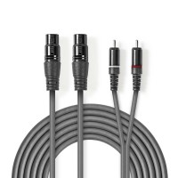 Câble Audio XLR | 2x XLR Femelles à 3 Broches - 2x RCA Mâles | 3,0 m | Gris