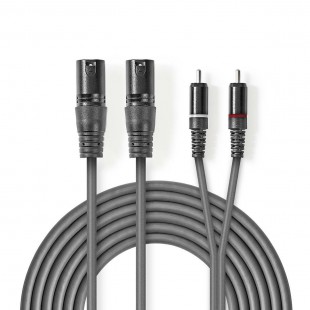 Câble Audio XLR | 2x XLR Mâles à 3 Broches - 2x RCA Mâles | 3,0 m | Gris