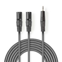 Câble Audio XLR | Mono | 2x XLR Mâles à 3 Broches - 3,5 mm Mâle | 1,5 m | Gris