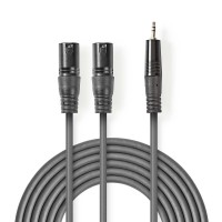 Câble Audio XLR | Mono | 2x XLR Mâles à 3 Broches - 3,5 mm Mâle | 3,0 m | Gris