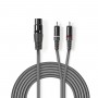 Câble Audio XLR | XLR Femelle à 3 Broches - 2x RCA Mâles | 1,5 m | Gris