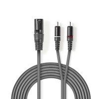 Câble Audio XLR | XLR Mâle à 3 Broches - 2x RCA Mâles | 1,5 m | Gris