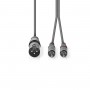 Câble Audio XLR | XLR Mâle à 3 Broches - 2x RCA Mâles | 1,5 m | Gris