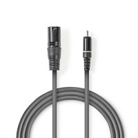 Câble Audio XLR | XLR Mâle à 3 broches - RCA Mâle | 1,5 m | Gris