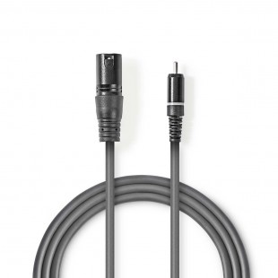 Câble Audio XLR | XLR Mâle à 3 broches - RCA Mâle | 1,5 m | Gris