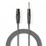 Câble Audio XLR Asymétrique | XLR Femelle à 3 broches - 6,35 mm Mâle | 5,0 m | Gris