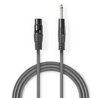 Câble Audio XLR Asymétrique | XLR Femelle à 3 broches - 6,35 mm Mâle | 5,0 m | Gris