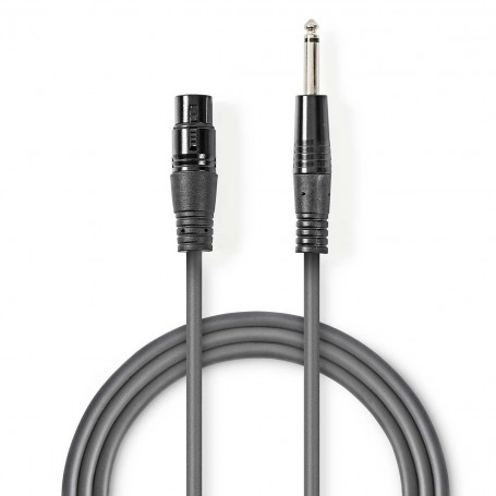 Câble Audio XLR Asymétrique | XLR Femelle à 3 broches - 6,35 mm Mâle | 5,0 m | Gris