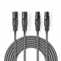Câble Audio XLR Symétrique | 2x XLR Mâles à 3 Broches - 2x XLR Femelles à 3 Broches | 1,5 m | Gris