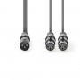 Câble Audio XLR Symétrique | XLR Mâle à 3 Broches - 2x XLR Femelles à 3 Broches | 1,5 m | Gris