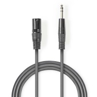 Câble Audio XLR Symétrique | XLR Mâle à 3 Broches - 6,35 mm Mâle | 1,5 m | Gris