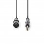 Câble Audio XLR Symétrique | XLR Mâle à 3 Broches - 6,35 mm Mâle | 1,5 m | Gris
