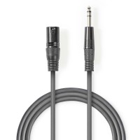 Câble Audio XLR Symétrique | XLR Mâle à 3 Broches - 6,35 mm Mâle | 3,0 m | Gris