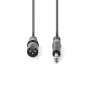Câble Audio XLR Symétrique | XLR Mâle à 3 Broches - 6,35 mm Mâle | 5,0 m | Gris