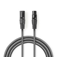 Câble Audio XLR Symétrique | XLR Mâle à 3 Broches - XLR Femelle à 3 Broches | 1,0 m | Gris