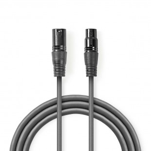 Câble Audio XLR Symétrique | XLR Mâle à 3 Broches - XLR Femelle à 3 Broches | 1,5 m | Gris