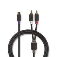 Câble Subwoofer | 2x RCA Mâles - RCA Femelle | 0,2 m | Anthracite