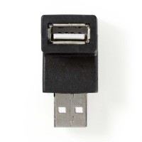 Adaptateur USB 2.0 | A Mâle - A Femelle | Angle de 90° | Noir