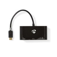 Câble Adaptateur USB Type-C | Type-C Mâle - Type-C Femelle + A Femelle + VGA Femelle | 0,2 m | Anthracite