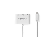 Câble Adaptateur USB Type-C | Type-C Mâle - USB A Femelle + Type-C Femelle + Sortie HDMI | 0,2 m | Blanc
