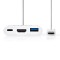 Câble Adaptateur USB Type-C | Type-C Mâle - USB A Femelle + Type-C Femelle + Sortie HDMI | 0,2 m | Blanc