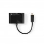 Câble adaptateur USB-C™ | USB-C™ Mâle | A Femelle + USB-C™ Femelle+ Sortie HDMI™ | 0,2 m | Noir
