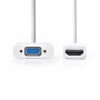 Câble HDMI™ vers VGA | Connecteur HDMI™ - VGA Femelle + sortie 3,5 mm | 0,2 m | Blanc