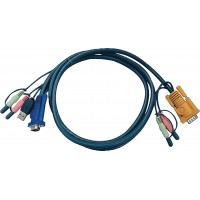 Câble KVM VGA Mâle / USB A Mâle / 2x 3,5 mm mâle / 2x 3.5 mm fiche - Aten SPHD15-Y / 2x 3.5 mm fiche 1.8 m