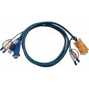 Câble KVM VGA Mâle / USB A Mâle / 2x 3,5 mm mâle / 2x 3.5 mm fiche - Aten SPHD15-Y / 2x 3.5 mm fiche 3.0 m