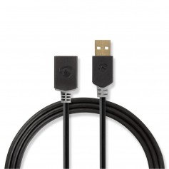 Câble Rallonge USB 2.0 | A Mâle - A Femelle | 2,0 m | Anthracite