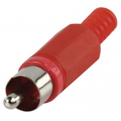 Prise RCA avec cable de protection rouge Vendu par 10