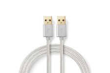 Câble USB 2.0 | 2,0 m Plaqué Or | USB-A Mâle vers USB-A Mâle | Pour Connecter un Disque Dur (HDD)
