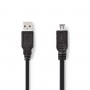 Câble USB 2.0 | A Mâle - Mini Hirose Mâle à 4 Broches | 2,0 m | Noir