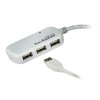 Cable USB 2.0 Extension AM - AF Active USB A Mâle - USB Hub 4x 12 m Ivoire