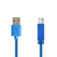Câble USB 3.0 | A Mâle - B Mâle | 3,0 m | Bleu