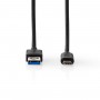 Câble USB 3.1 (Gen2) | USB-C Mâle vers A Mâle | 1,0 m | Noir