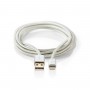 Câble de Synchronisation et de Charge | 2,0 m Plaqué Or | USB-A Mâle vers Câble Lightning Mâle 8 Broches | Compatible avec les A