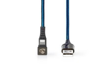 Câble de Synchronisation et de Charge | USB-A Mâle vers Apple Lightning 8 broches Mâle | Connecteur pour jeux 180° | 2,0 m | Ron